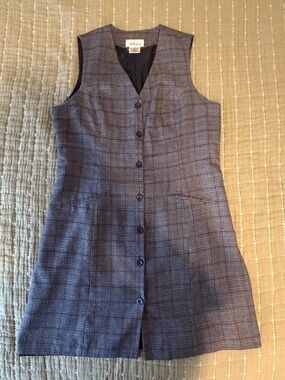 Worthington Gray Plaid Button Up Mini Dress